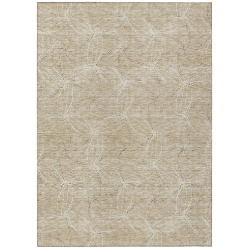 9' X 12' Beige And Ivory Geometric Washable Indoor Outdoor Area Rug