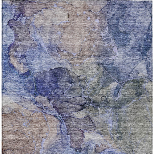 10' X 14' Navy Blue And Beige Abstract Washable Indoor Outdoor Area Rug