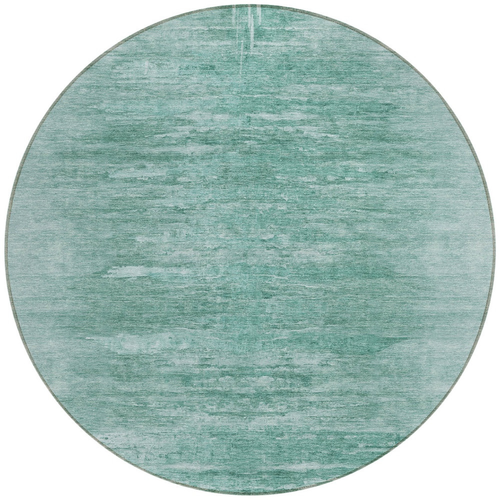 8' Aqua And Teal Blue Round Abstract Washable Indoor Outdoor Area Rug
