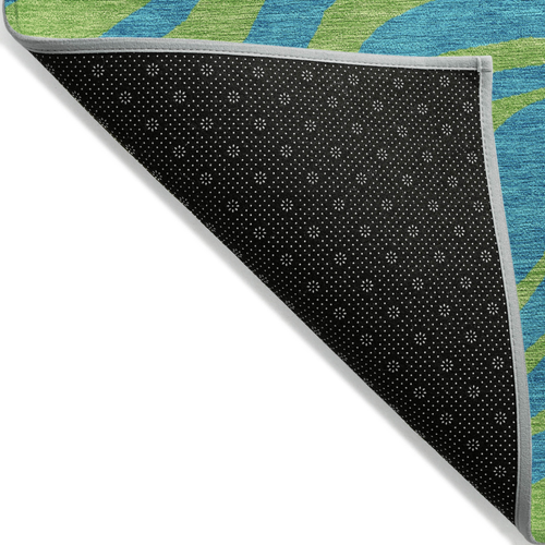 9' X 12' Teal Blue And Green Animal Print Washable Indoor Outdoor Area Rug