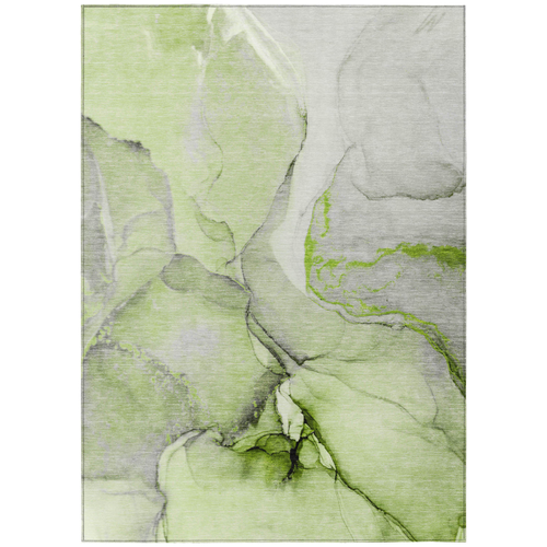 9' X 12' Green Abstract Washable Non Skid Indoor Outdoor Area Rug