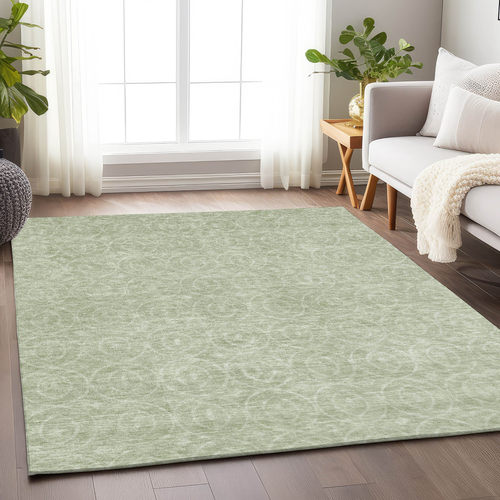 9' X 12' Mint Green Geometric Washable Indoor Outdoor Area Rug