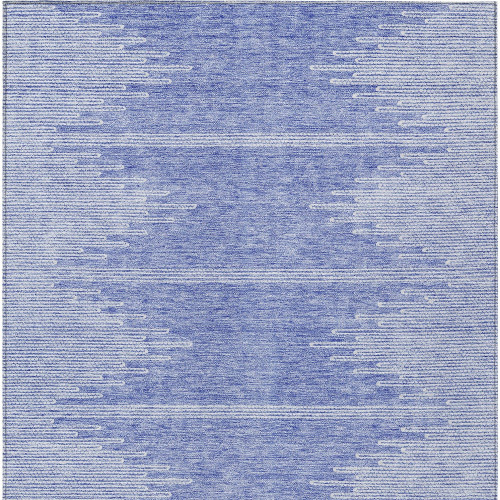 9' X 12' Denim Blue And Ivory Abstract Washable Indoor Outdoor Area Rug