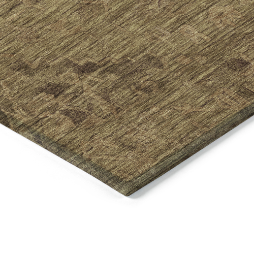 8' X 10' Brown And Tan Floral Washable Indoor Outdoor Area Rug