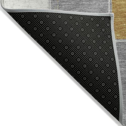 8' X 10' Gold And Gray Geometric Washable Indoor Outdoor Area Rug - Gold, Gray