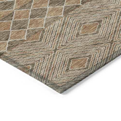 10' X 14' Brown And Beige Geometric Washable Indoor Outdoor Area Rug