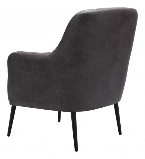 29" Black Faux Leather And Upholstered Tufted Chesterfield Chair