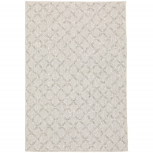 5' X 7' Ivory Geometric Stain Resistant Indoor Outdoor Area Rug