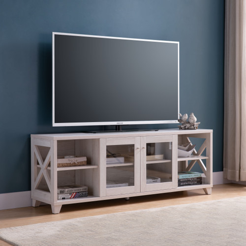 60" Oak Wood Enclosed and Open Storage TV Stand