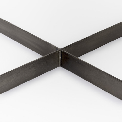 34" Brown Solid Wood and Metal Square Coffee Table