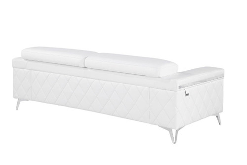 Two Piece Indoor White Italian Leather Five Person Seating Set Decor