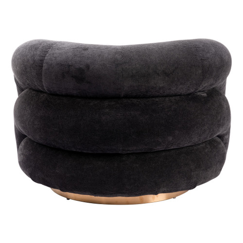 37" Black And Gold Faux Shearling And Upholstered Arm Chair