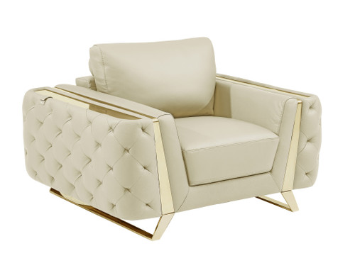 Three Piece Indoor Beige Italian Leather Six Person Seating Set Decor