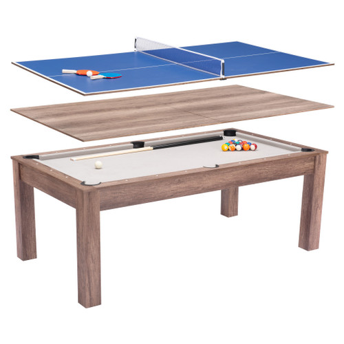 85" Brown Convertible Game And Dining Table