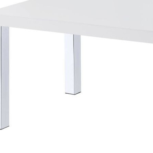 47" Chrome And White Rectangular Coffee Table With Shelf