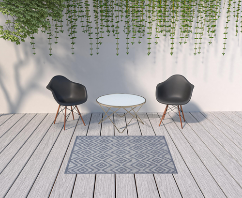 4' X 6' Denim Blue Indoor Outdoor Area Rug