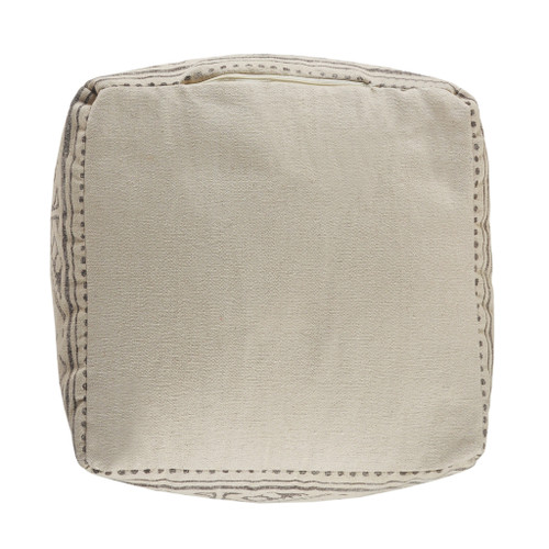 20" Beige Cotton Tribal Pouf Ottoman
