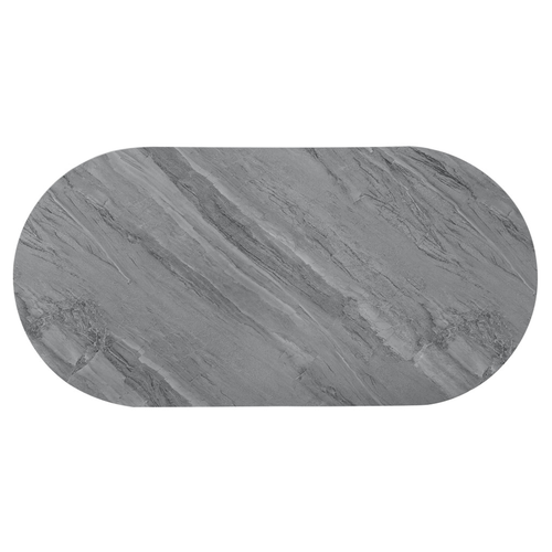 47" Gray Wood and Steel Oval Coffee Table With Drawer
