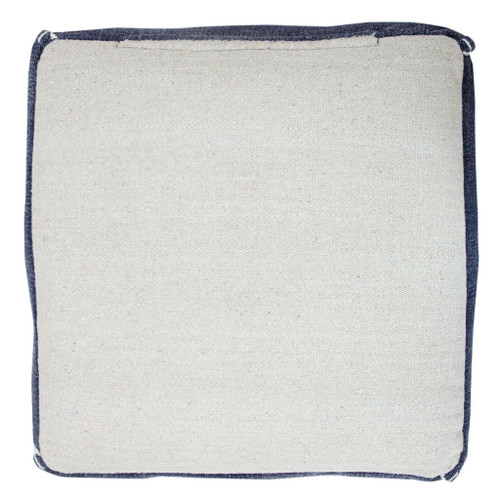 18" Blue Cotton Geometric Pouf Ottoman