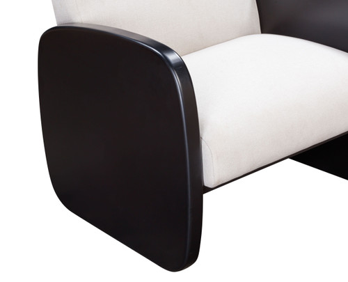 29" White And Black Linen Arm Chair