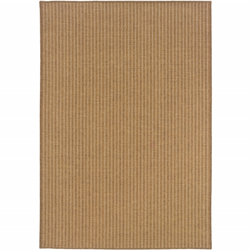 8' X 11' Tan Striped Stain Resistant Indoor Outdoor Area Rug