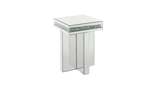 Homeroots Living Room 24" Mirrored Manufactured Wood Square End Table, Modern Style