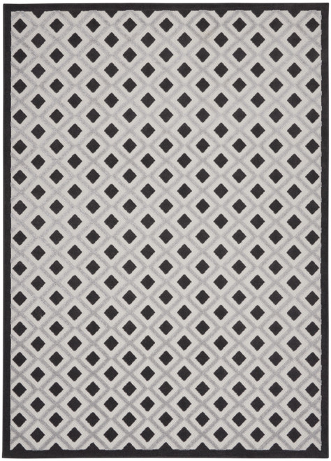 Homeroots Home Decor 10' x 13' Black and White Gingham Non Skid Indoor Outdoor Area Rug