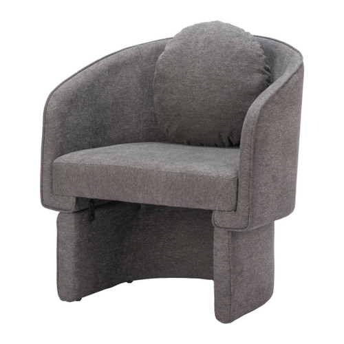 28" Gray Fabric Barrel Chair And Toss Pillow