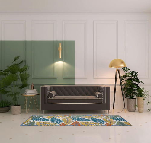 8' Ivory Indoor Outdoor Runner Rug