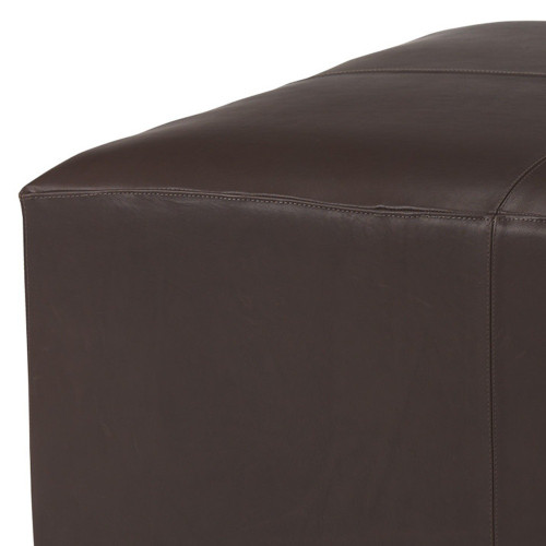 36" Brown Genuine Leather Cocktail Ottoman