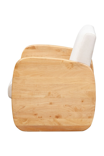 29" White And Natural Linen Arm Chair