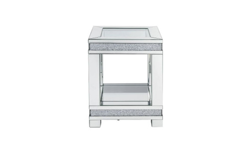 Homeroots Living Room 24" Square End Table with Shelf, Clear Glass