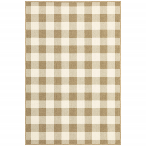 8' X 11' Gray and Ivory Geometric Stain Resistant Indoor Outdoor Area Rug