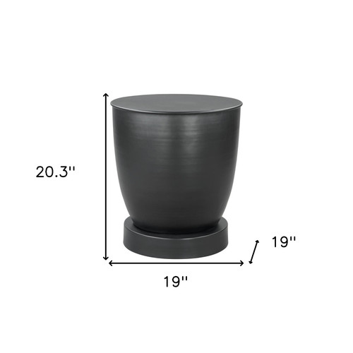 20" Black Iron Round Pedestal End Table