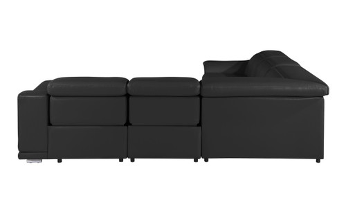 Black Italian Leather Modular L Shaped Five Piece Corner Sectional