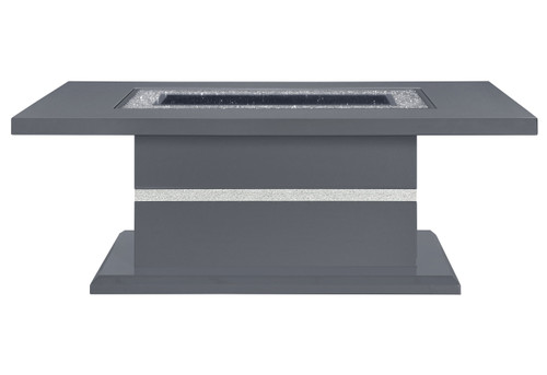52" Dark Gray Wood And Faux Crystal Pedestal Coffee Table