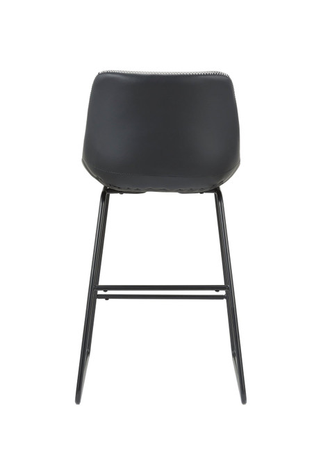 Set of Two Black Faux Leather and Metal Low Back Counter Height Bar Chairs