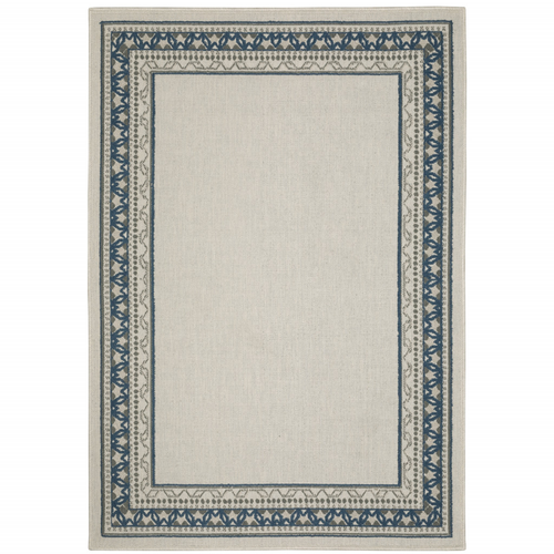 2' X 4' Blue and Beige Stain Resistant Indoor Outdoor Area Rug