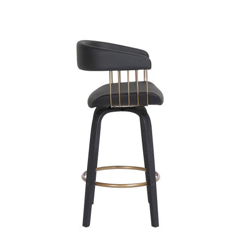 26" Black Faux Leather Swivel Counter Height Bar Chair