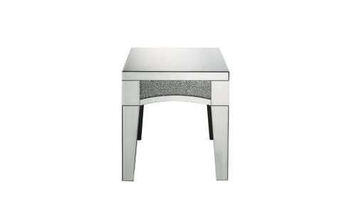 Homeroots Living Room 24" Silver Mirrored Manufactured Wood End Table, Square Shape, Silver Finish