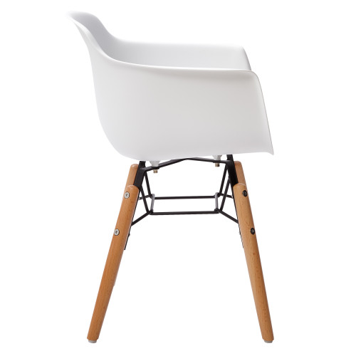 Set Of Four White And Brown Heavy Duty Plastic And Wood Juvenile Side Chairs