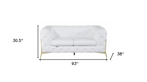 Two Piece Indoor White Italian Leather Five Person Seating Set Modern Style