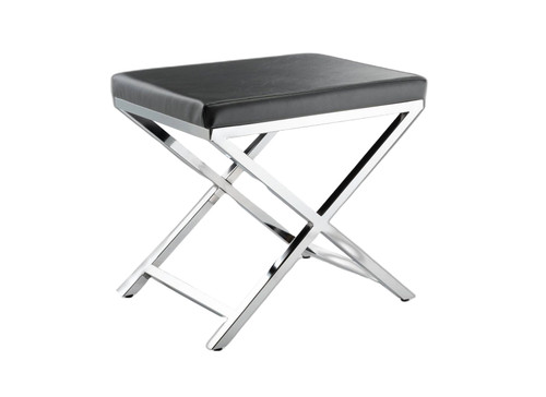 21" Charcoal and Silver Faux Leather Vanity Chair