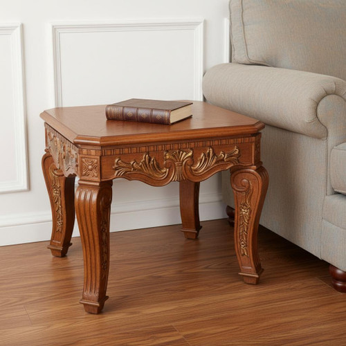 23" Oak Wood Square End Table