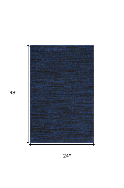 2' X 4' Midnight Blue Stain Resistant Indoor Outdoor Area Rug