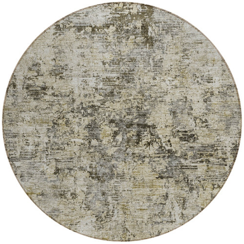 8' Taupe Beige And Gray Round Abstract Washable Indoor Outdoor Area Rug
