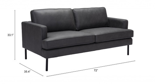 72" Gray Faux Leather Sofa
