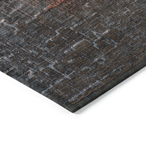 8' Blush And Dark Gray Round Ombre Washable Indoor Outdoor Area Rug