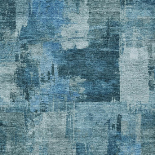 10' X 14' Blue And Ivory Abstract Washable Indoor Outdoor Area Rug - Blue, Ivory