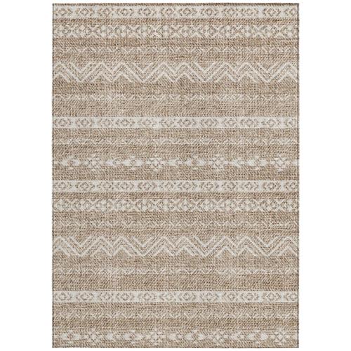 8' X 10' Brown And Beige Southwestern Washable Indoor Outdoor Area Rug